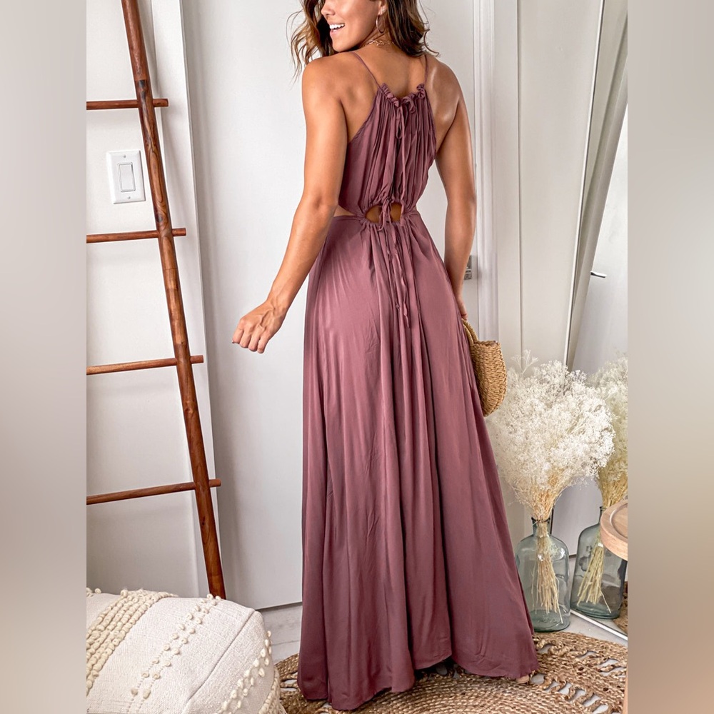 Dusty Brick Maxi Cut Out Dress - Picture 2 of 10